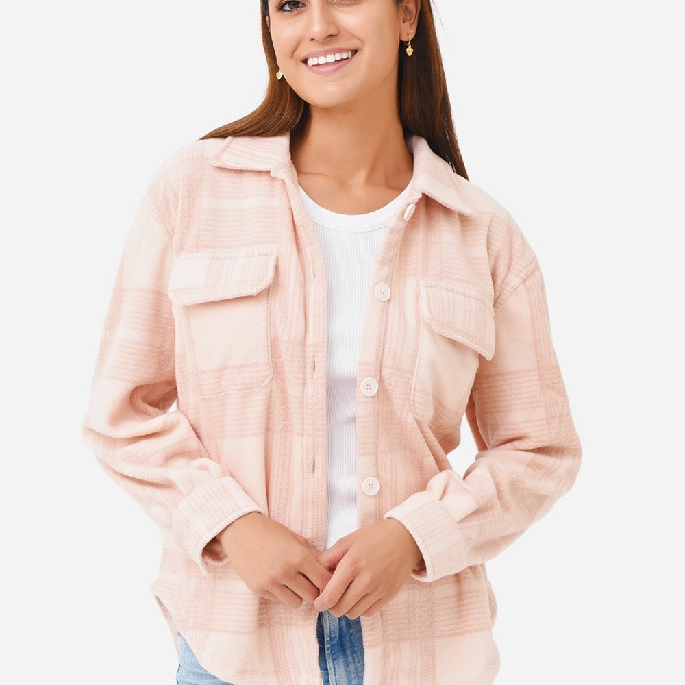 Z Supply Men's Casual Plaid Shirt - Light Pink